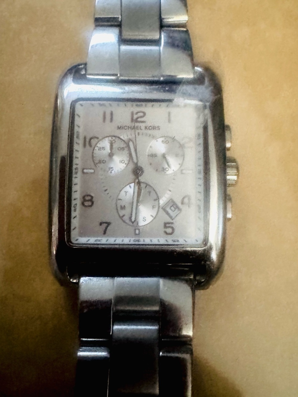 Michael Kors Silver Men’s Rectangular Chronograph Bracelet Watch